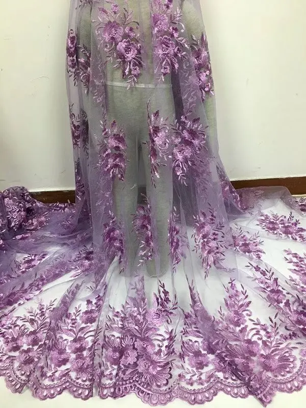 Красивая Цветочная вышивка ткань французского тюля модная сетчатая кружевная