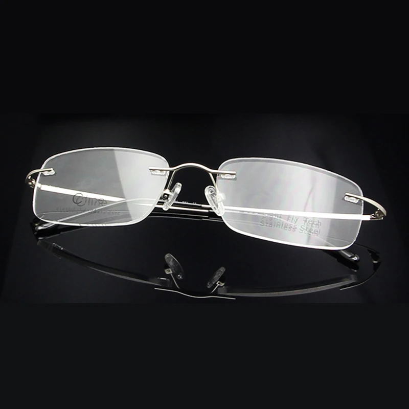 

ESNBIE (10pcs/lot) Wholesale Glasses Men Rimless Frames Rectangle Silver Men Women Eyeglass Frame Rx-able Eyewear