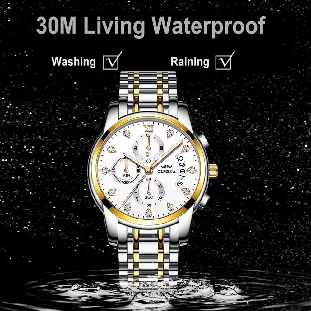 Relogio Masculino мужские часы Роскошные спортивные часы 3ATM водонепроницаемые часы с хронографом наручные часы из нержавеющей стали ремешок Saat