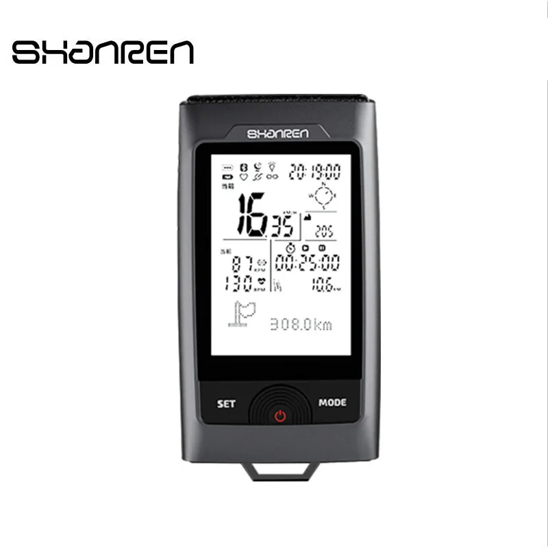 Black SHANREN велосипедный светильник, компьютер 2 в 1, Bluetooth, gps, велосипедный спидометр, головной светильник, водонепроницаемая велосипедная лампа, компьютерные аксессуары для велосипеда - Цвет: Black
