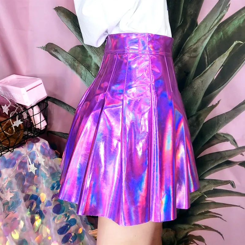 Летнее платье из искусственной кожи юбки женские модные Повседневное с