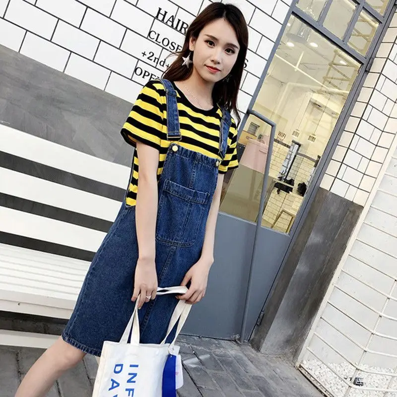 Джинсовая юбка на бретельках с карманами женская джинсовая Женская облегающая