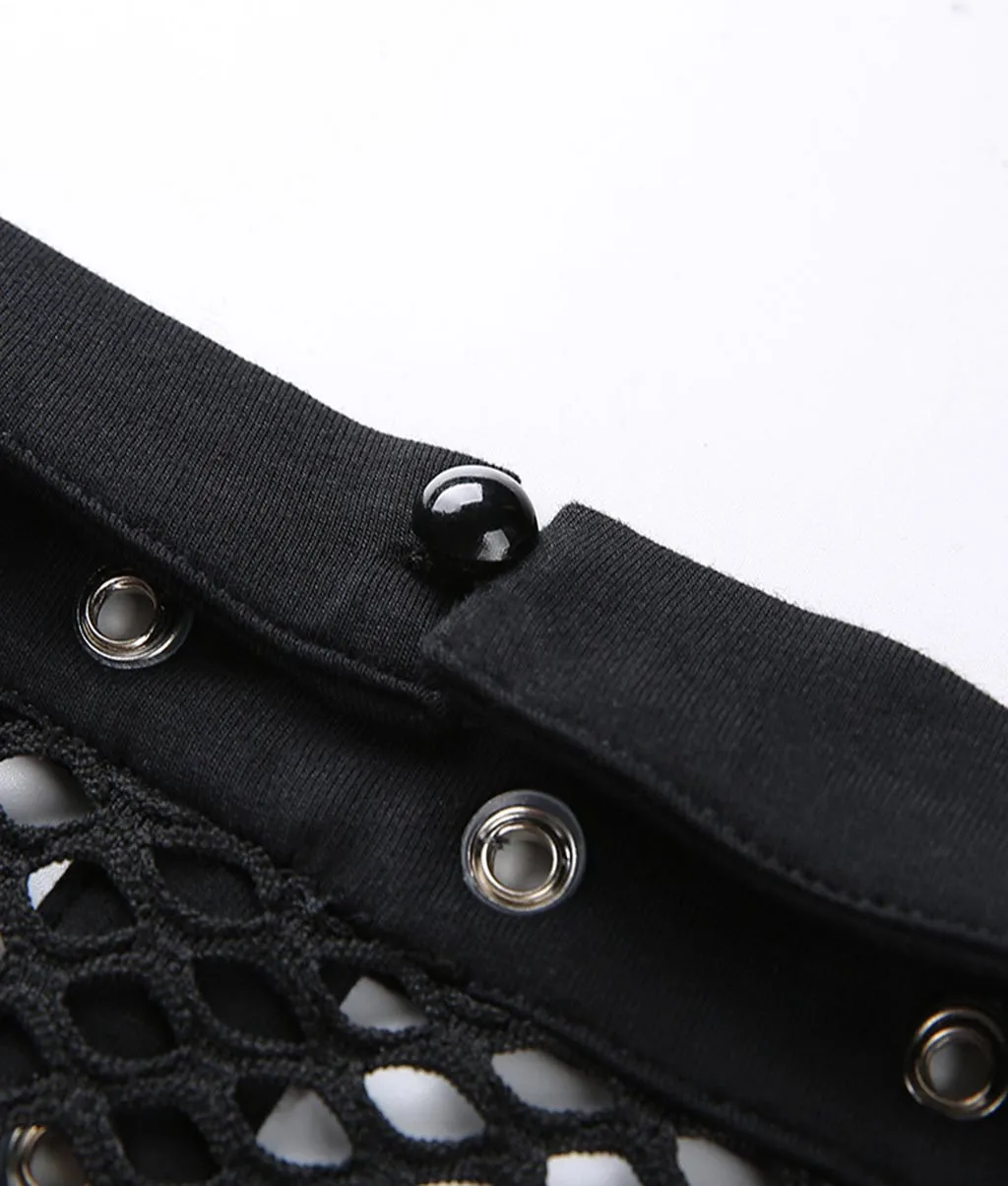 Женский топ на бретельках JAYCOSIN однотонный в стиле панк готика прозрачная сетка с