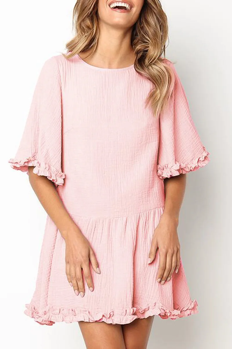 Для женщин Свободные О-образным вырезом футболка с коротким рукавом платья Vestidos