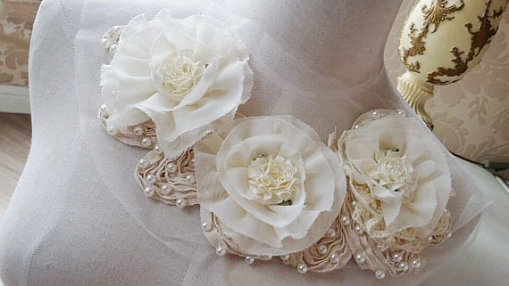 Шифоновая аппликация с жемчужными бусинами атласная Цветочная со стразами для