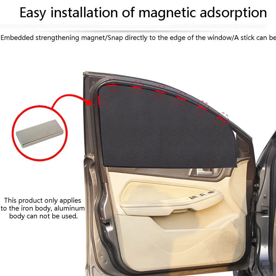 Net Yarn Magnetic Car Curtain 2PCS Side Window Sun Shade Visor Anti-UV Cover Shield Baby 0612#20 |