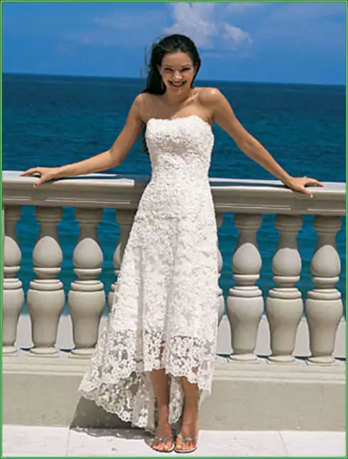 204 Short Mini Tea Length Lace Applique Wholesale A Line Free Shipping White/Ivory Custom Bridal Wedding Dresses Gown | Свадьбы и