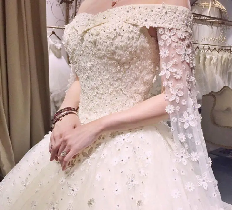 VENSANAC бальное платье с вырезом лодочкой и кружевом цветочной аппликацией