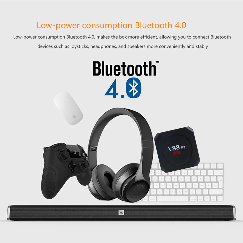 V88fly ТВ Box Android 8 1 Rockchip 3328 Quad-core 2 ГБ/16 ГБ Wi-Fi 4 К Bluetooth Smart HD медиаплеер box Set-top |