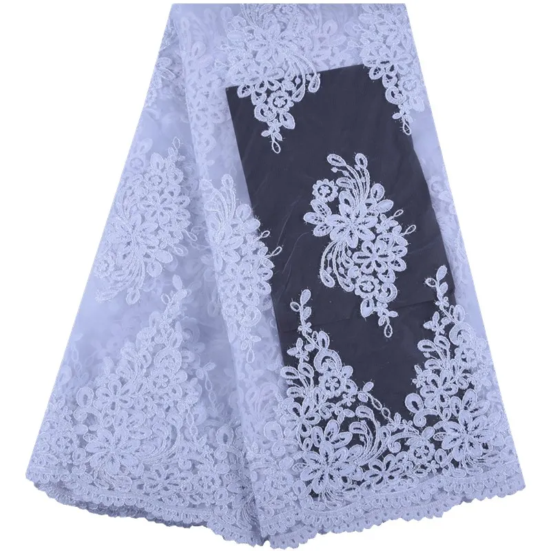 

Latest White Nigerian Lace Fabrics 2019 High Quality Lace African Net Lace Fabric French Tulle Lace Fabrics For Dress S1529