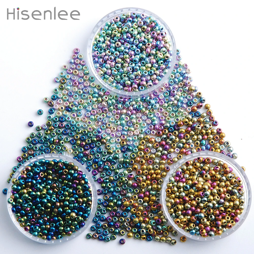 Стеклянные бусины Hisenlee 2 мм 3000 шт. 3 разных цвета круглые Spacer для самостоятельного