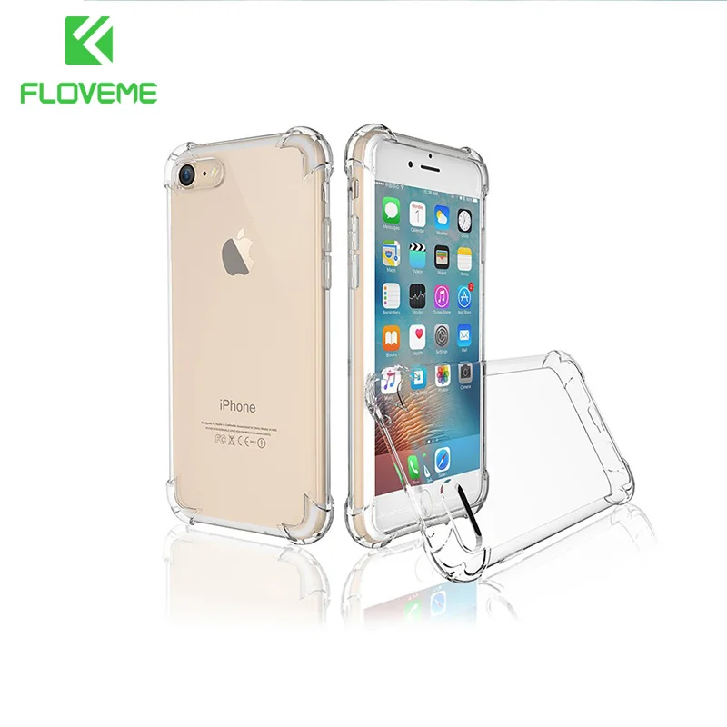 Floveme анти стук чехол для iPhone 6 7 5S Коке iphone 6S Fundas Ясно Назад Samsung Galaxy S8 S7 Xiaomi 5 делам