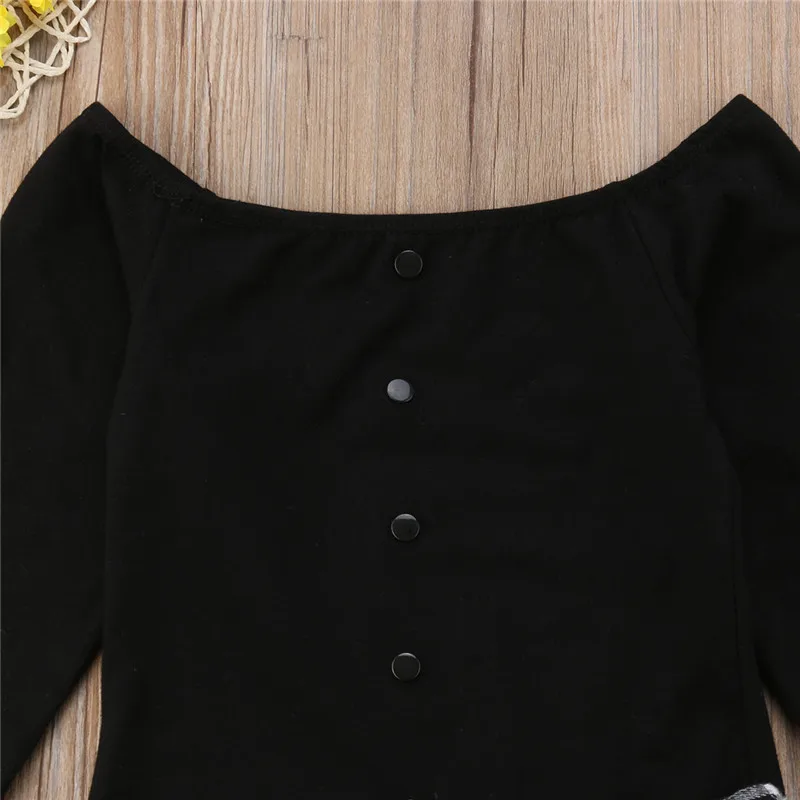 2 предмета Ранняя осенняя одежда для девочек модная детская черная футболка с