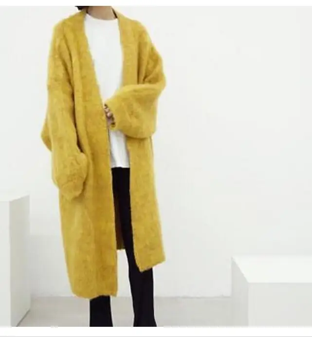 Ladies Thick Fur Long Sweater Cardigans Loose Style Outwears Coats Full hot Overcoat | Женская одежда