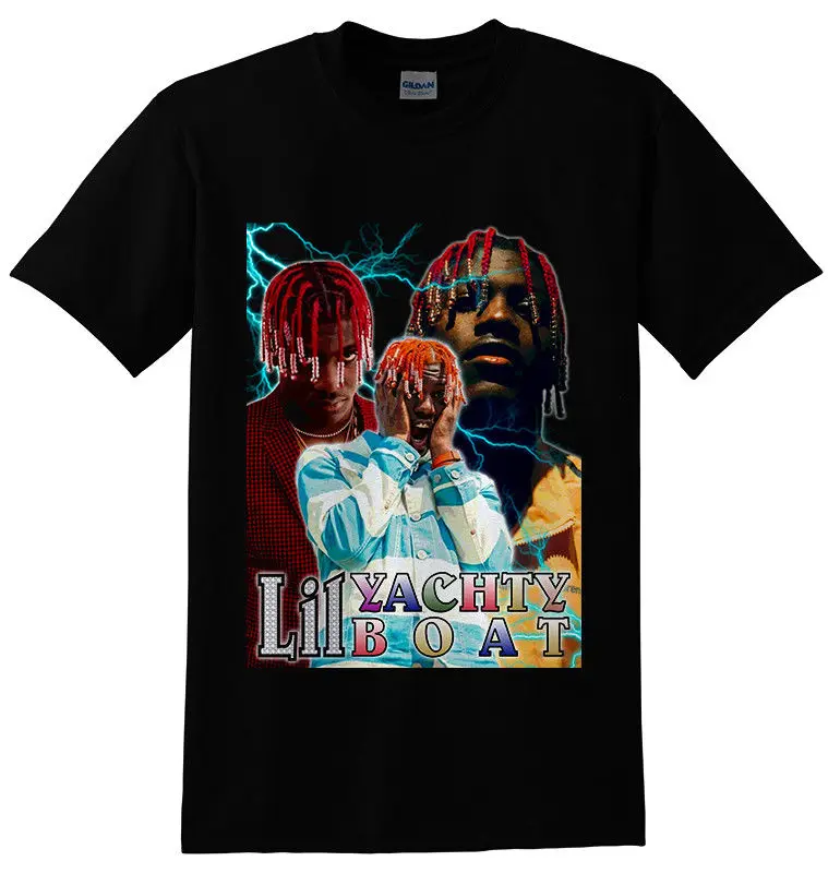 Лил Yachty Бог хип хоп рэп черный футболка Для мужчин короткий рукав Футболка летние