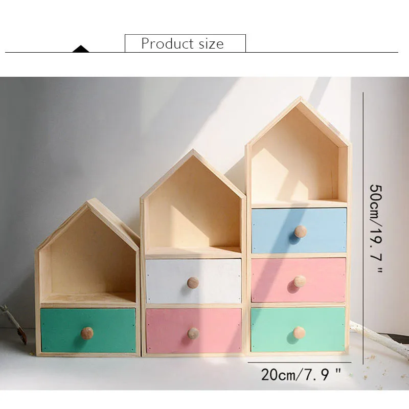 

Vintage Wooden Storage Rack with Drawer Ornaments Creative Storage Cabinet Desktop Crafts Home Decoration Living Room Decor Gift