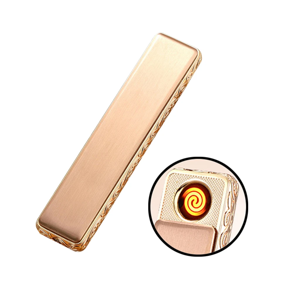New Thin Usb Charging Metal Lighter Electronic Cigarette Lighters Small Rechargeable Electric Windproof Men Gift | Дом и сад