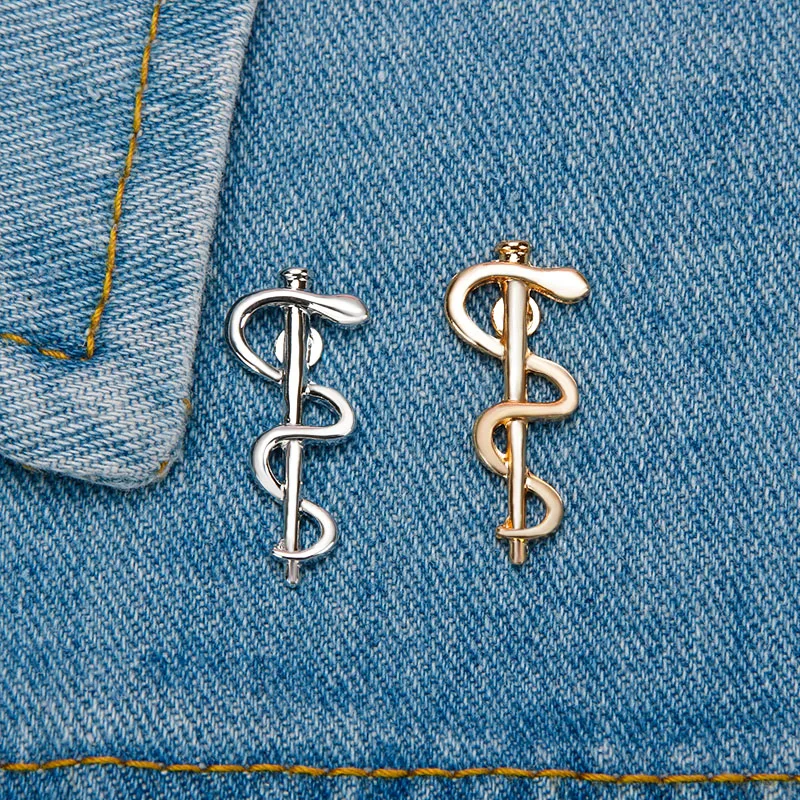 Брошь с логотипом ВОЗ модная Серебряная Женская в виде змеи тростниковая булавка