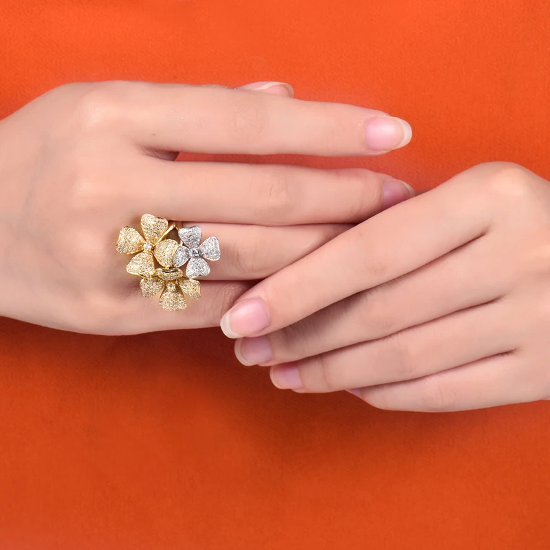 LOVERJEWELRY женское кольцо Настоящее 18 к из золота двух цветов бриллиантовое