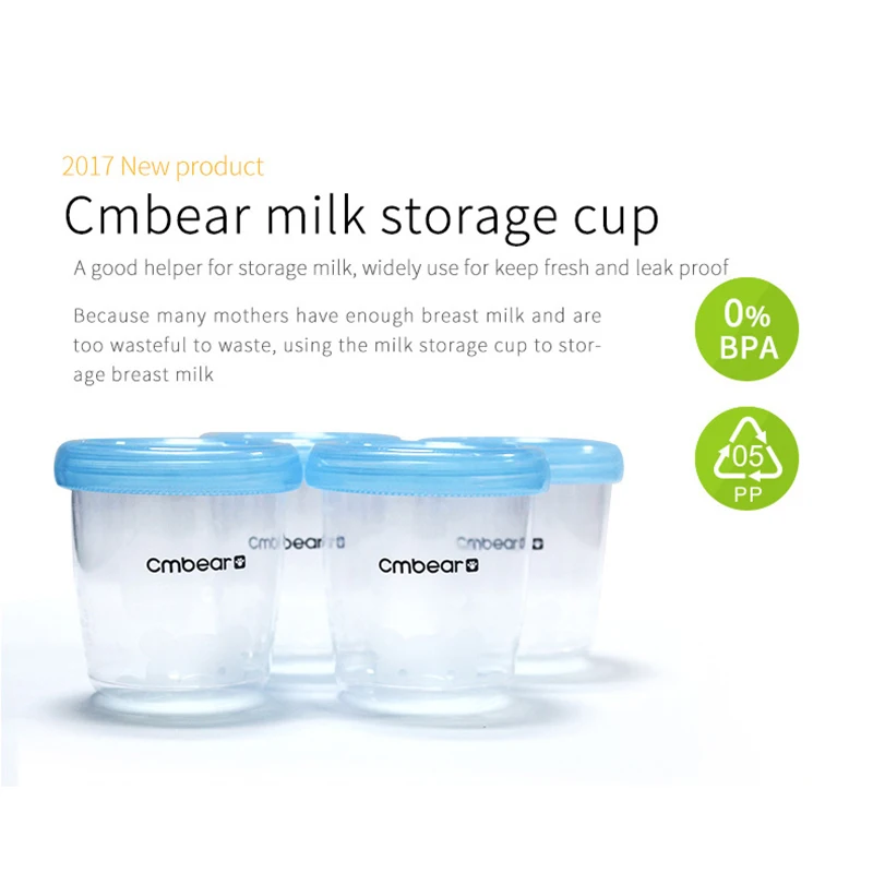 Cmbear 4 шт./компл. 180 мл бутылка для хранения грудного молока широкая горловина, для младенцев, для новорожденных, Еда морозильник свежие чашки BPA молочной бутылки из-под молока
