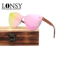 lonsy fashion sexy cat eye sunglasses women polarized luxury brand design sun glasses original wood oculos de sol masculino