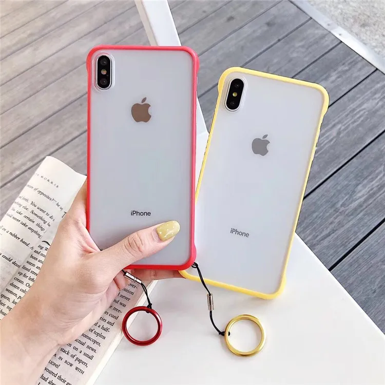 Candy Color Full Protect Anti-knock Phone Case For iPhone X Xsmax XR 6 6S 7 8 Puls Cases Clear Transparent TPU Soft With Pendant |