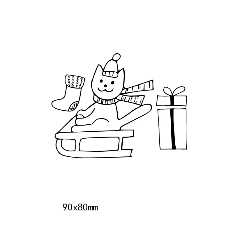 Новогодние металлические штампы с изображением кота саней для бумаги, рукоделия, скрапбукинга, альбома, тиснения, штампы для вырезания бумаги, штампы 9*7 см