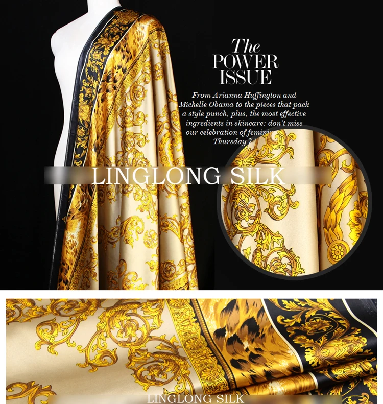 Шелковое стрейчевое атласное с принтом ширина 108 см 19 Момми/ткань из чистого