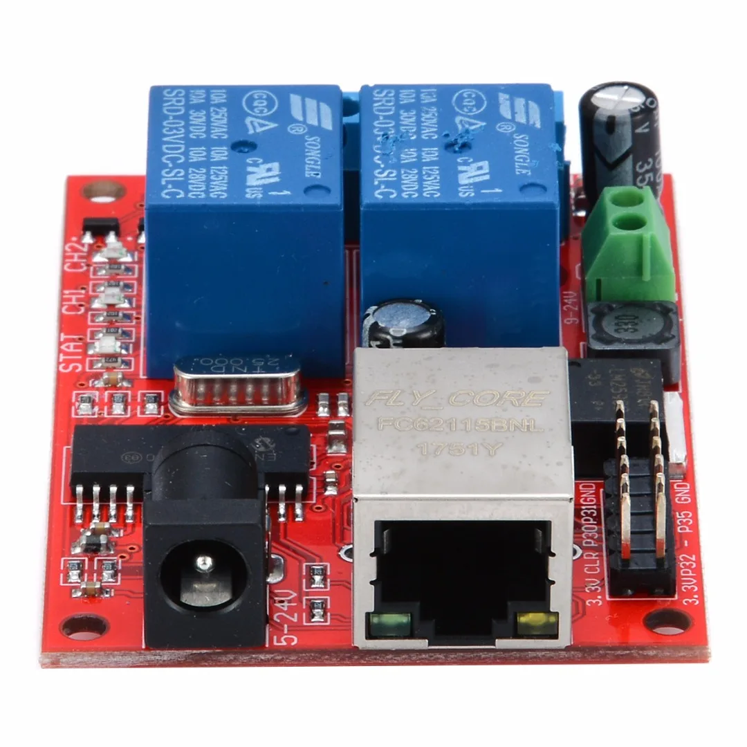 Ethernet 2-полосная задержки модуль реле коммутатор Ethernet TCP/UDP модуль контроллера веб сервер 70x50 мм