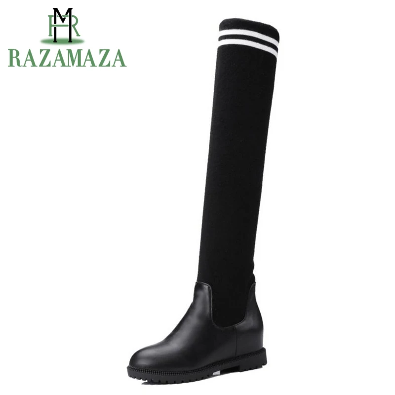 ZALAVOR/размеры 34-45 женские ботинки зимняя женская обувь на меху эластичные сапоги