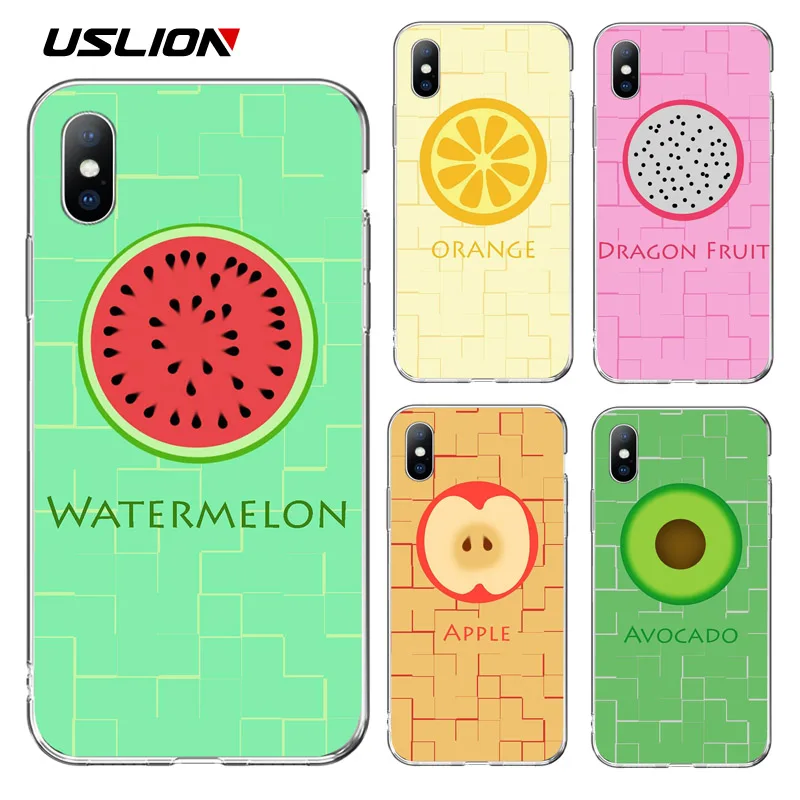 USLION лето мультфильм фрукты арбуз банан Телефон чехол для iPhone X XS XR Max 5 5S SE 6 6s 7 8 Plus