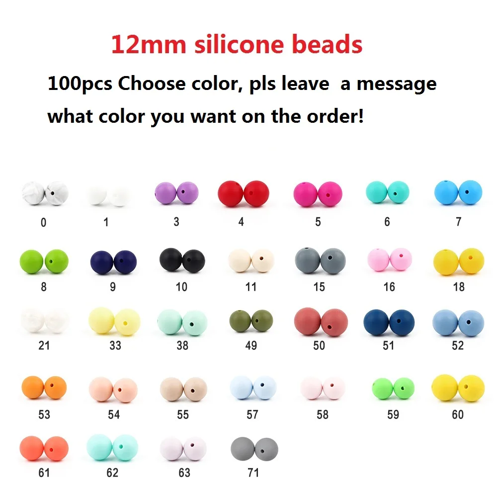 12mm- Choose color BOBO. BOX, 100 шт./лот, силиконовые бусины, Детские Прорезыватели, 9/мм, Детские Прорезыватели для зубов, бусины для соски, цепочка, силиконовые прорезыватели, BPA бесплатно - Цвет: 12mm- Choose color