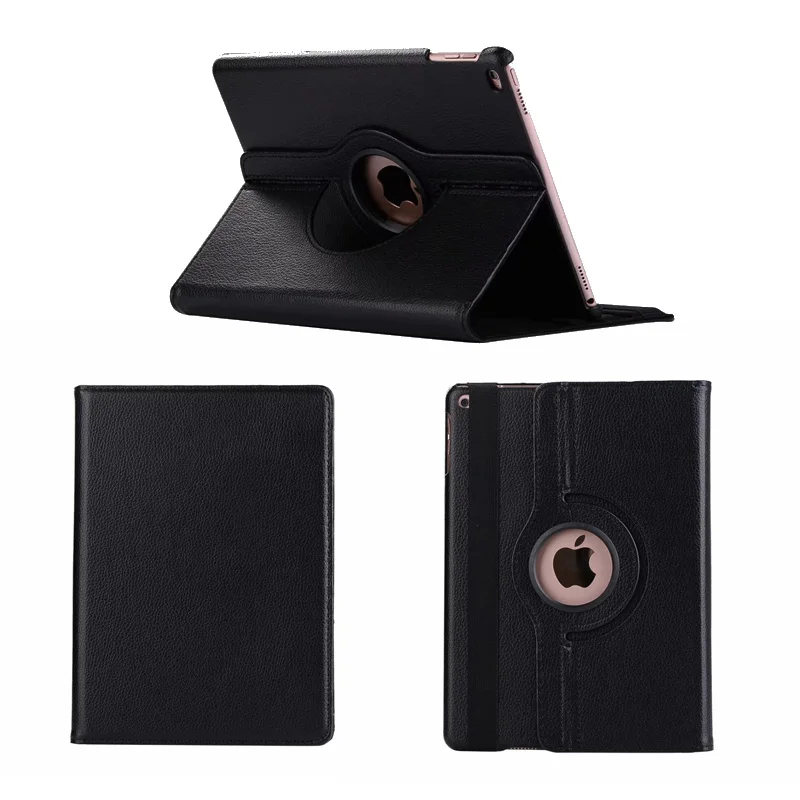 Black-LZW Кожаный 360 Вращающийся чехол для Apple ipad 9,7 дюймов Air/Air 2 retina чехол ультра тонкий Авто сон для нового ipad крышка - Цвет: Black-LZW