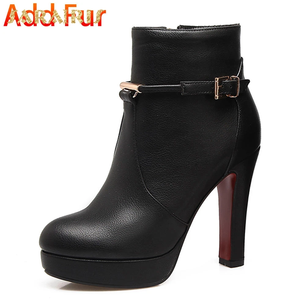 black with fur SARAIRIS/ г. Прямая поставка, ботинки на платформе размера плюс 33-46 женская обувь женские ботильоны женские туфли с застежкой-молнией на высоком каблуке - Цвет: black with fur