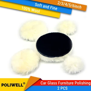 2 шт., полировальные накладки для автомобиля, 100% шерсть, 2-6 дюймов