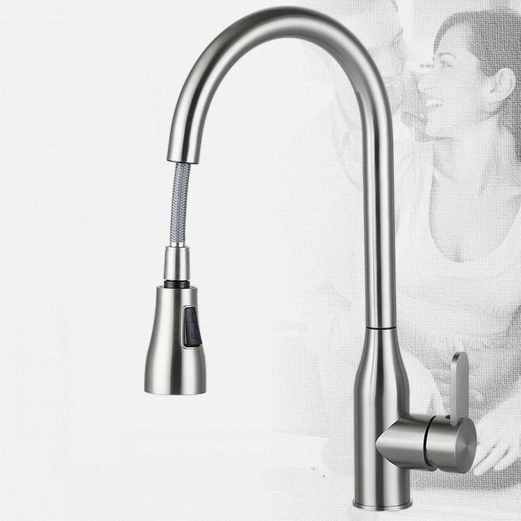 VIBORG Deluxe SUS304 из нержавеющей стали без свинца вытяжной спрей кухонный кран для раковины Смеситель вытяжной нажимной разбрызгиватель кран