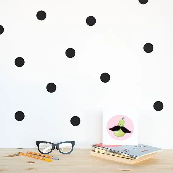 

Black Polka Dots Wall Stickers DIY 32 Dots Removable Wall Decoration 6x6cm Circle Decals Free Shipping