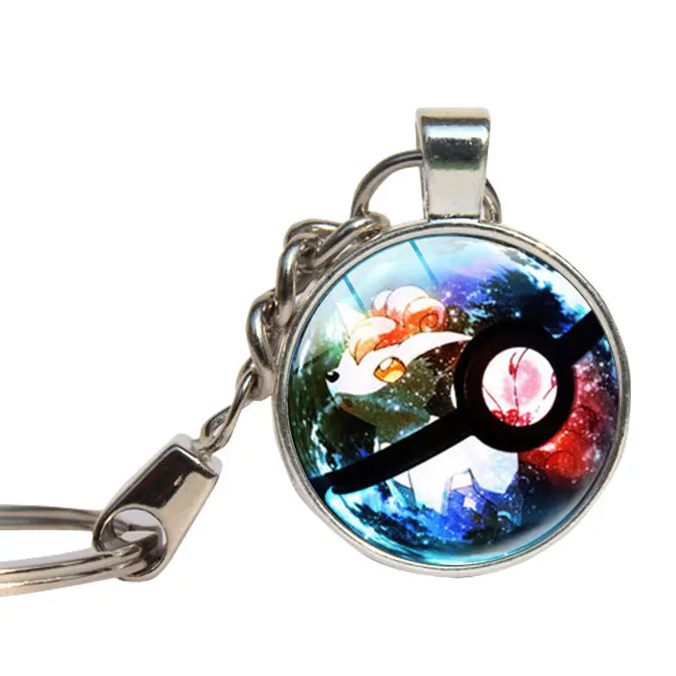 Покемон Go Пикачу Брелки аниме карманные монстры Брелоки для автомобиля Стекло Купола Брелок кабошон ключ ювелирные изделия childeren' подарок на день - Цвет: As shown