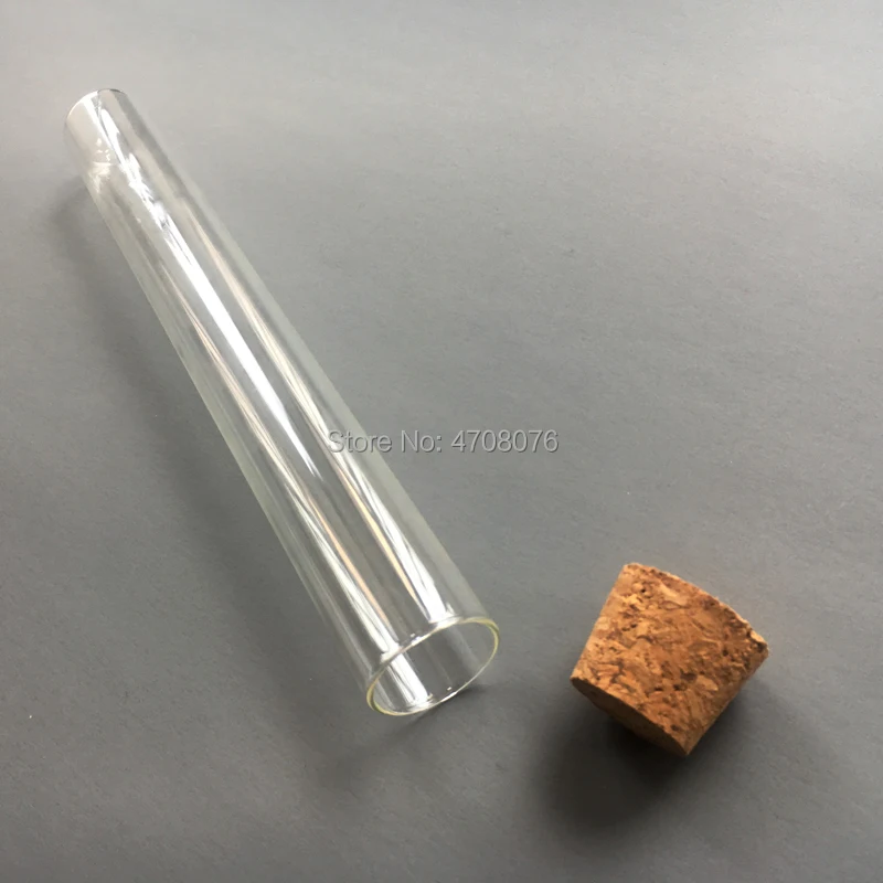 25*200 мм 30 шт./лот тестовая трубка Pyrex с пробкой из пробки боросиликатная прозрачная