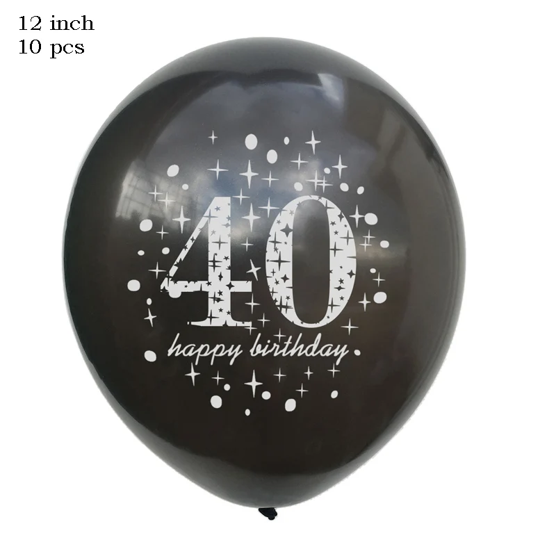 black 40 Leeiu 10 шт 12 дюймов с днем рождения воздушные шары 30 40 50 золотые черные латексные шары вечерние украшения на день рождения - Цвет: black 40