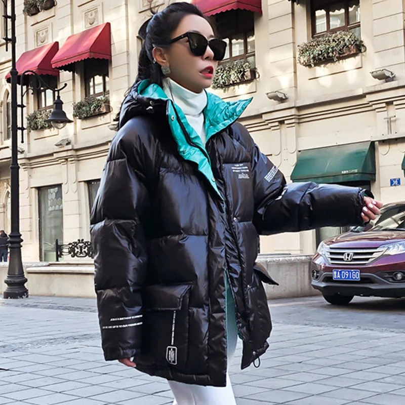 Пуховик женский белый с капюшоном водонепроницаемый 2019|Женские пуховики| |