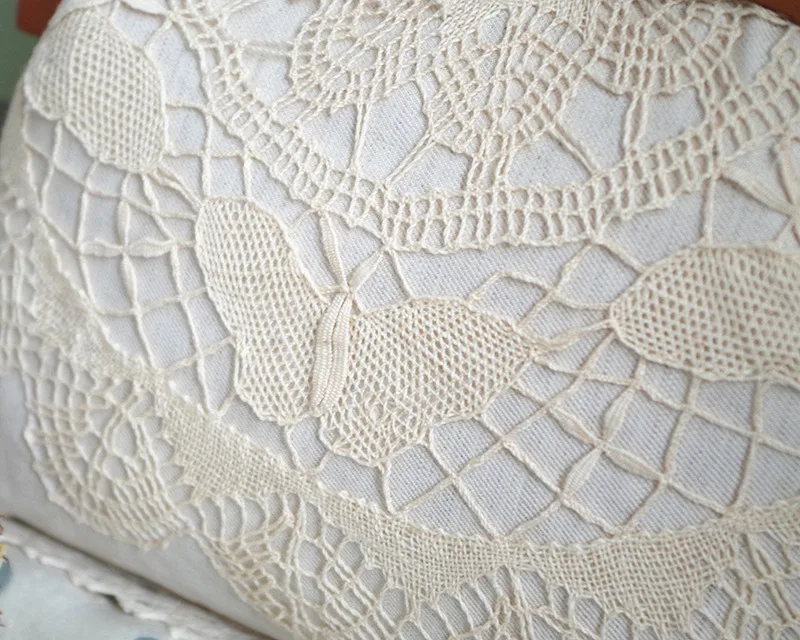 LilyHood Handmade Women Lace Cover Wood Top Handle Bag Lady Autumn Crochet Shabby Chic Victorian Instagram Wedding Book Shoulder | Багаж и