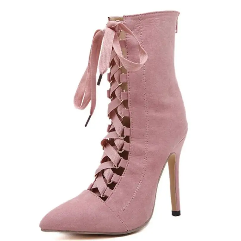 High Quality Gladiator Heels Women Pumps Genova Stiletto Sandal Booties Pointed Toe Strappy Lace Up Shoes Woman Boots | Обувь