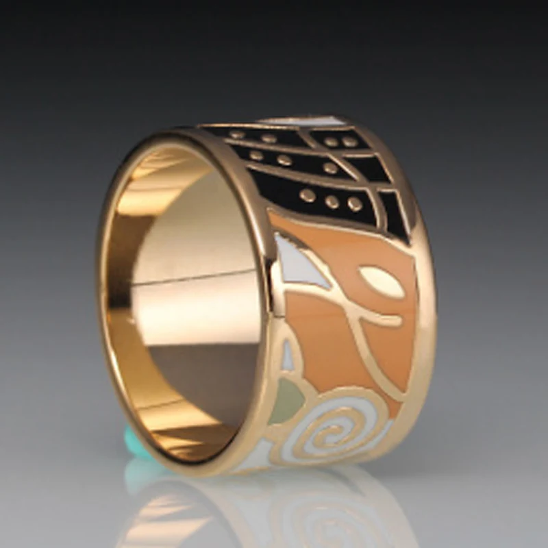 Brown 12 шт./лот Эмаль Нержавеющая сталь Кольца Jewelry Для женщин шарф пряжки Кулон Bijoux Медь Свадебные Интимные аксессуары Mujer Анель - Цвет основного камня: Brown