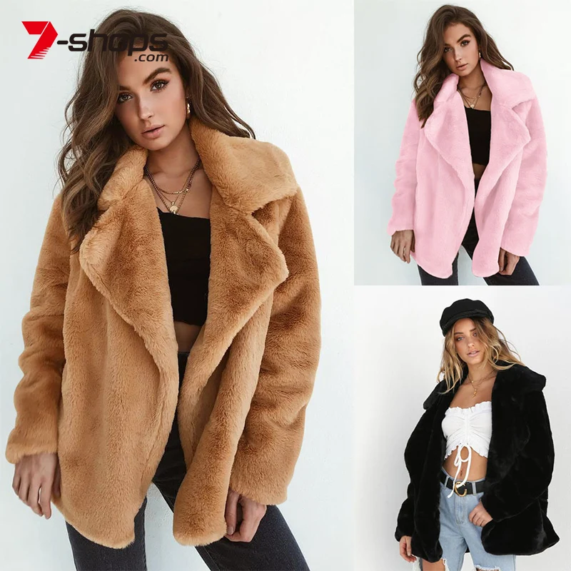 AECU Faux Lambswool Oversized Coat Winter Warm Hairly Tops Autumn Outerwear Female Overcoat Womens Coats Women Clothing | Женская одежда