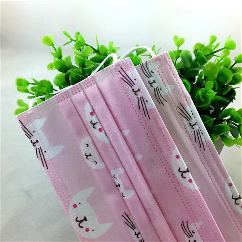 10PCS Anti-dust Windproof Disposable Mouth Mask Cute Cartoon Non-woven 3 Layers Anti Haze Adult Printed Masks