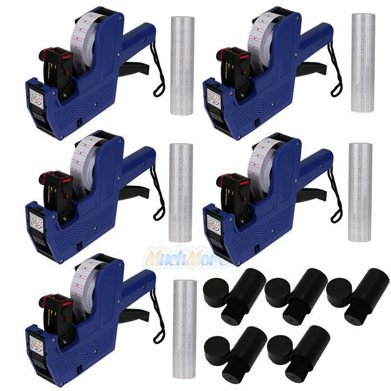 

[ Fly Eagle ]8 Digits Digital Tag Gun EOS Price Label Gun+25000 White w/ Red lines labels + 5Ink Blue