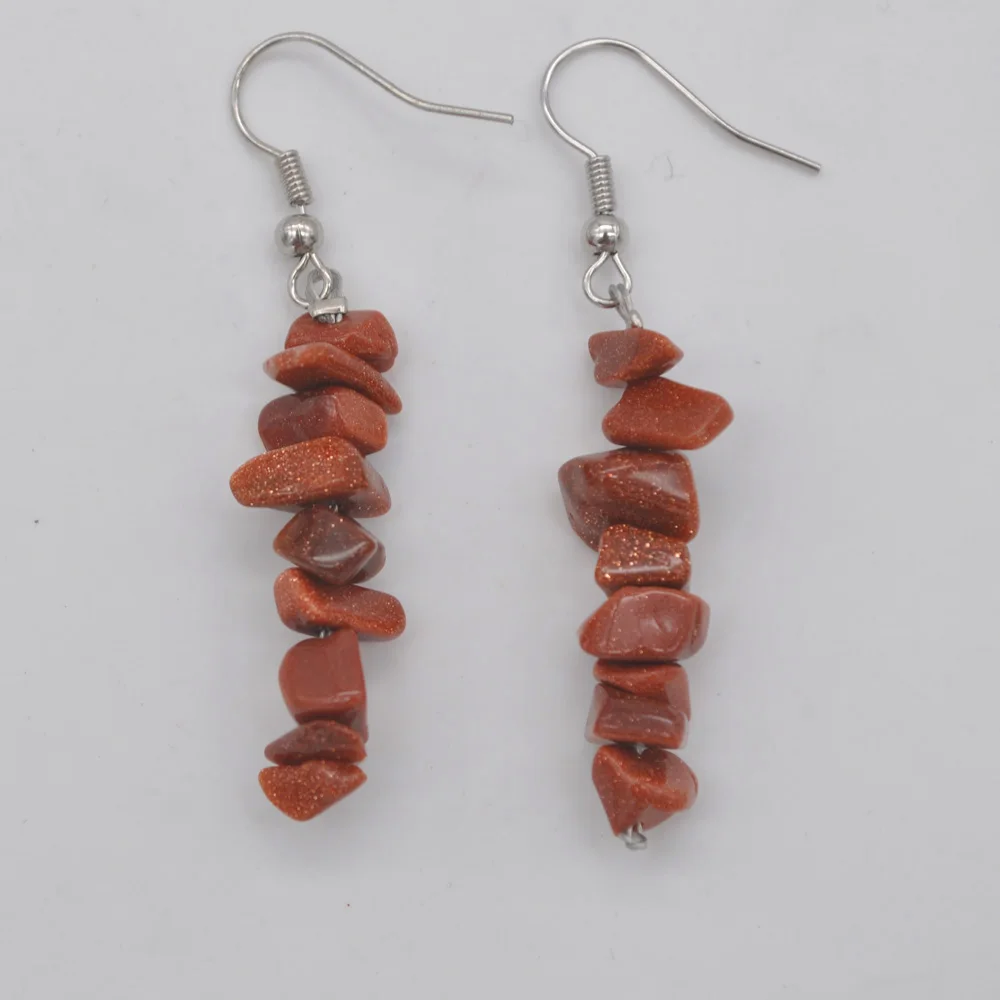 Lucky Handmade Gold Sandstone Beads Earrings Jewelry For Woman Gift T177 | Украшения и аксессуары