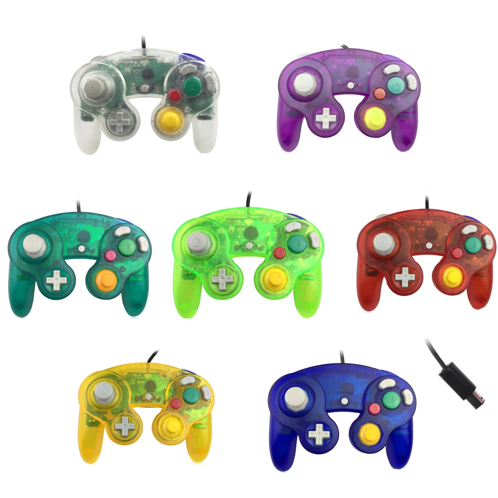 Transparent color For N-G-C gamepad One Button Wired Game Controller joystick for G-ameC-ube for G-C