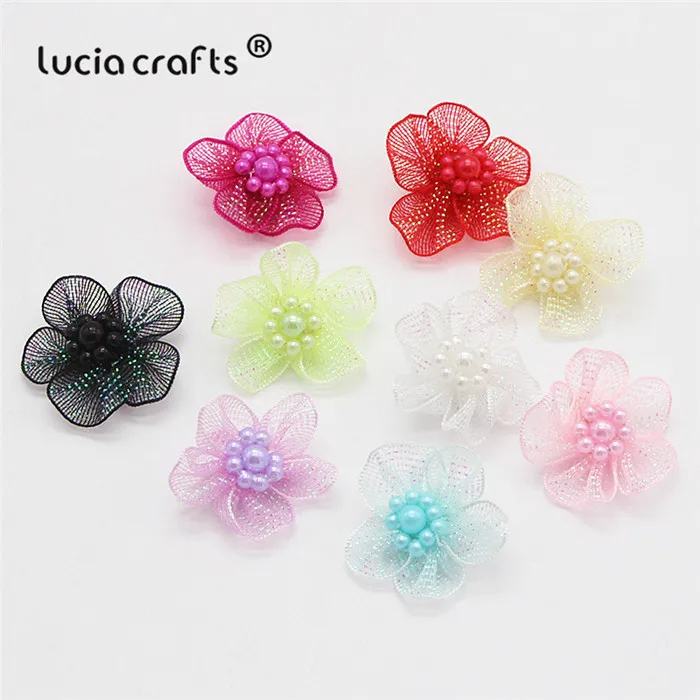Mixed color 24pcs Lucia crafts 12 шт/24 шт 3 см Шелковый цветок Девушки Бутик мини бант для волос Головные уборы DIY Одежда ручной работы аксессуары B0904 - Цвет: Mixed color 24pcs
